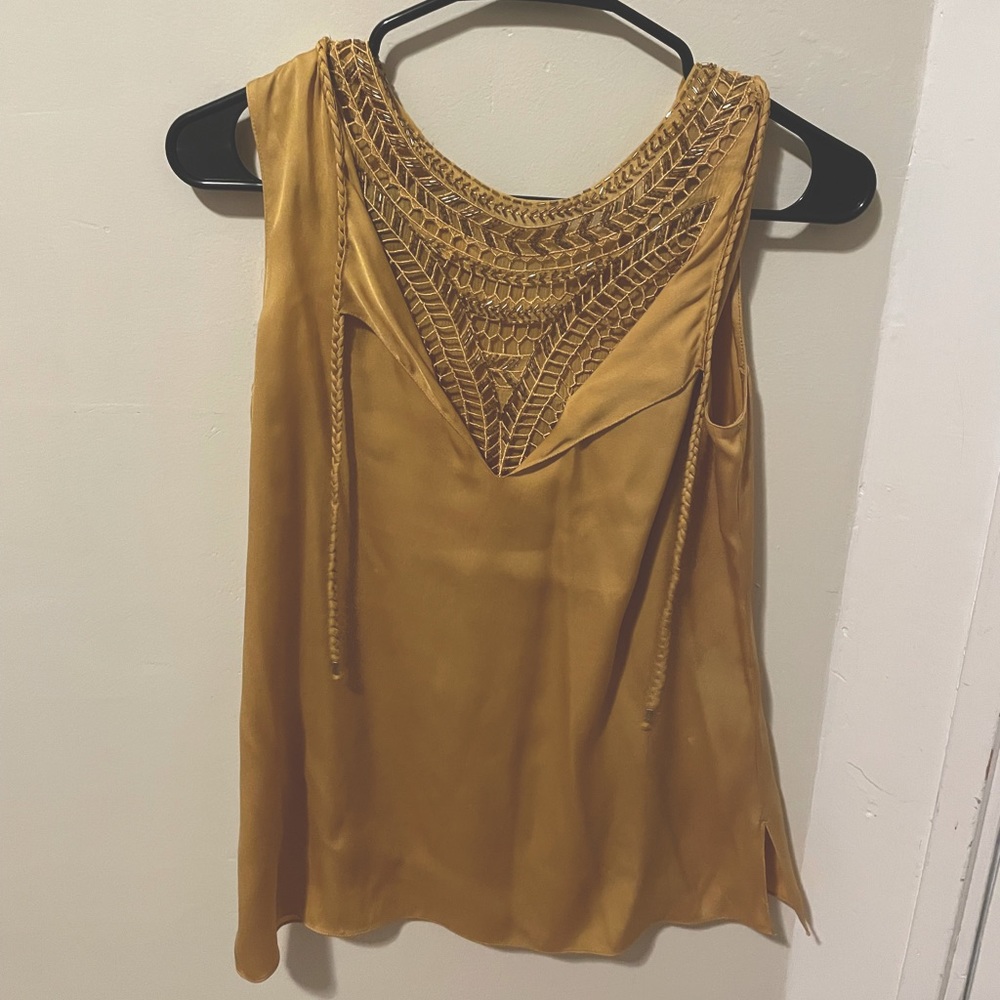 Elie Tahari Golden, Sleeveless Silk Blouse